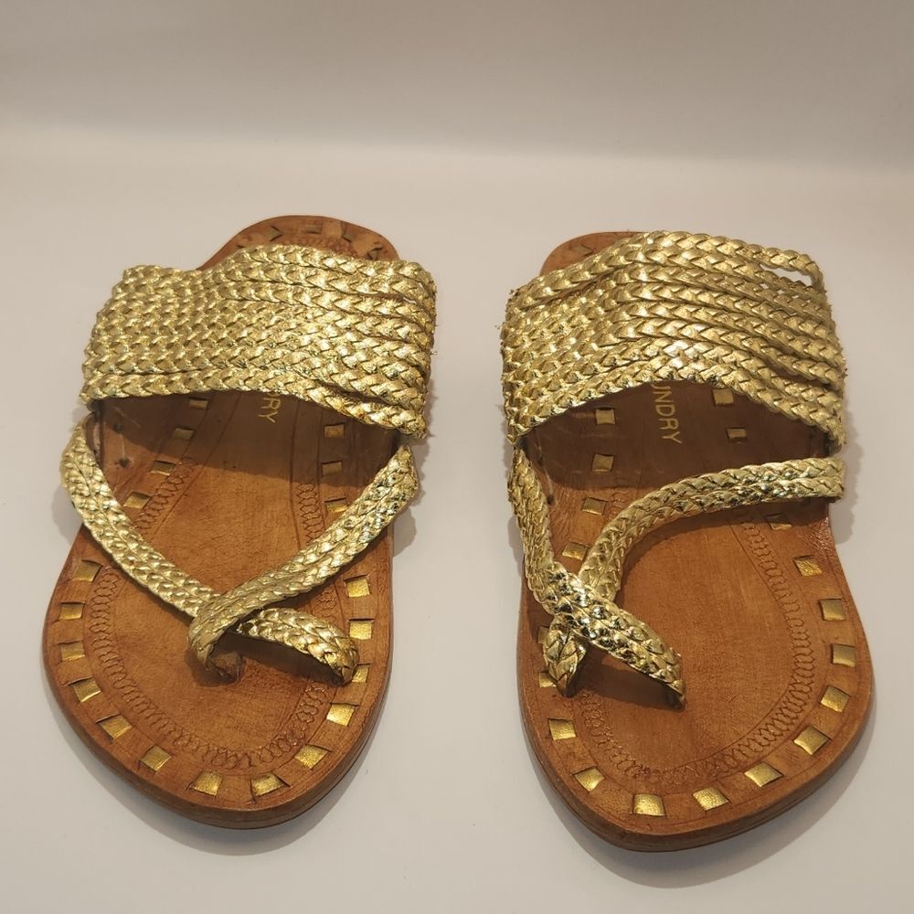 Chinese Laundry Metallic Gold Braided Sandals Size 6